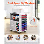 Chariot et table de rangement roulants VEVOR, compatibles avec les machines Cricut, poste de travail d'organisation pour loisirs créatifs avec 2 ports USB et prises, blanc