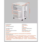 Chariot et table de rangement roulants VEVOR, compatibles avec les machines Cricut, poste de travail d'organisation pour loisirs créatifs avec 2 ports USB et prises, blanc