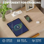 Table de chevet de ferme cannelée, table de nuit avec station de recharge et tiroirs, table de chevet moderne du milieu du siècle avec poignée en métal pour chambre à coucher ou bureau