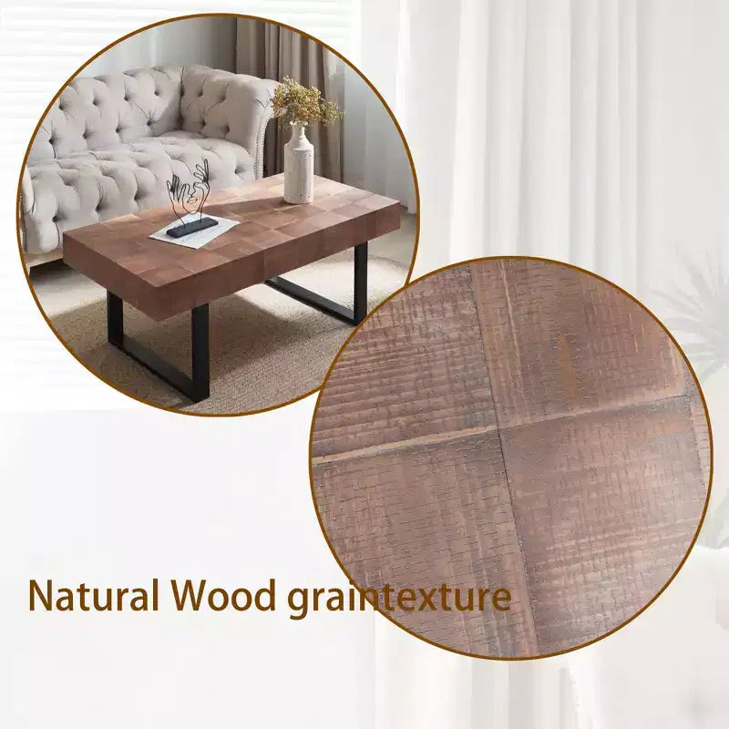 Table basse en bois industrielle Leva GDFStudio avec pieds en métal
