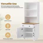 Armoire de cuisine moderne avec étagères réglables, tiroir et 4 pieds en forme de gourde, bibliothèque de rangement de ferme à 5 niveaux pour salon