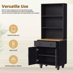 Armoire de cuisine moderne avec étagères réglables, tiroir et 4 pieds en forme de gourde, bibliothèque de rangement de ferme à 5 niveaux pour salon