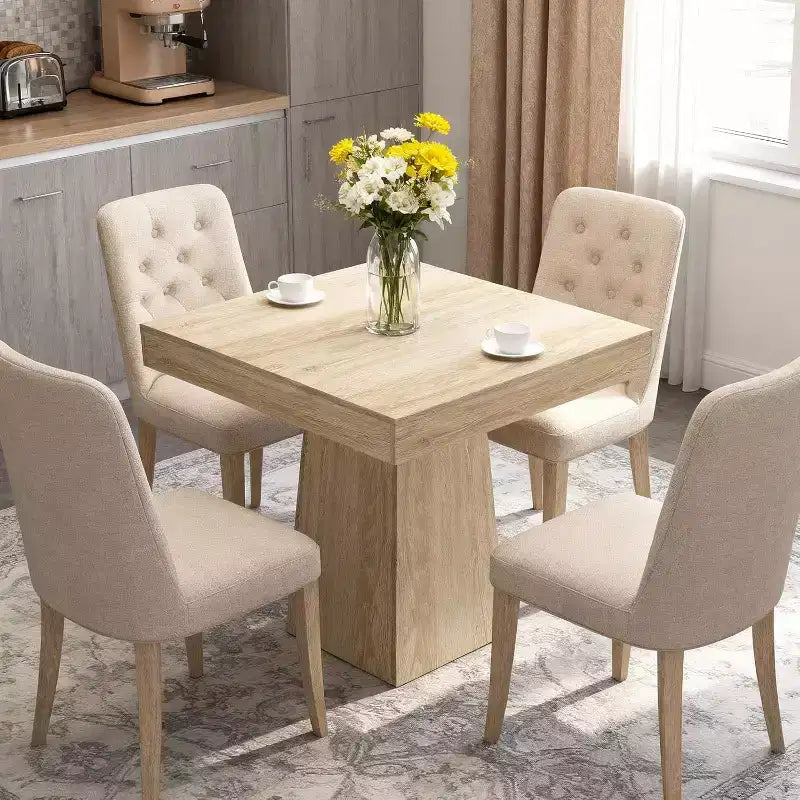 Table à manger carrée, Table de salle à manger style ferme, Petites tables de salle à manger, Tables de cuisine en bois avec pied central pour cuisine, salon