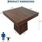 Table à manger carrée, Table de salle à manger style ferme, Petites tables de salle à manger, Tables de cuisine en bois avec pied central pour cuisine, salon