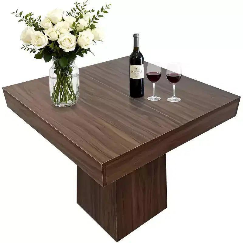 Table à manger carrée, Table de salle à manger style ferme, Petites tables de salle à manger, Tables de cuisine en bois avec pied central pour cuisine, salon
