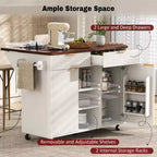 GDFStudio Lyla 52 Chariot de rangement de cuisine cannelé avec prise de courant, îlot roulant et plateau pliable imitation marbre