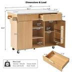 GDFStudio Lyla 52 Chariot de rangement de cuisine cannelé avec prise de courant, îlot roulant et plateau pliable imitation marbre