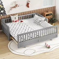 Twin/Twin XL Convertible Platform Bed with Guardrails, Converts to Double Twin/Queen, Solid Wood Bed Frame - ModernLuxe