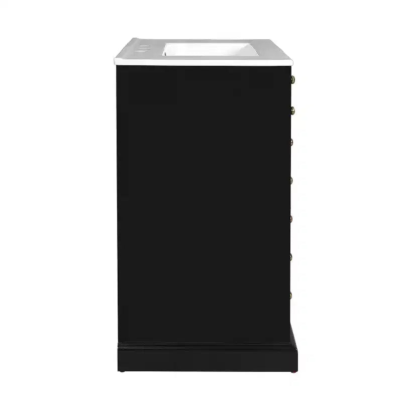 Meuble-lavabo de salle de bain de 30 pouces avec évier, armoire de rangement de salle de bain avec tiroirs et portes à fermeture douce, noir