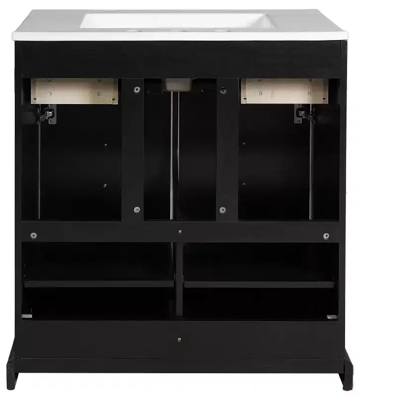 Meuble-lavabo de salle de bain de 30 pouces avec évier, armoire de rangement de salle de bain avec tiroirs et portes à fermeture douce, noir