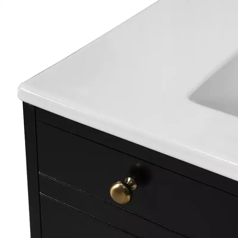 Meuble-lavabo de salle de bain de 30 pouces avec évier, armoire de rangement de salle de bain avec tiroirs et portes à fermeture douce, noir