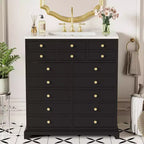 Meuble-lavabo de salle de bain de 30 pouces avec évier, armoire de rangement de salle de bain avec tiroirs et portes à fermeture douce, noir