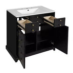 Meuble-lavabo de salle de bain de 30 pouces avec évier, armoire de rangement de salle de bain avec tiroirs et portes à fermeture douce, noir