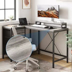 Bureau en L avec prises de courant et lumières LED, bureau d'ordinateur avec tiroirs et étagères, bureau d'angle, bureau de jeu, bureau à domicile, Chêne