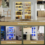 Meuble de rangement haut Bestier 65" avec étagères réglables, garde-manger LED avec 4 portes, armoires de rangement de cuisine et de présentation d'œuvres d'art pour salon et chambre