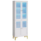 Meuble de rangement haut Bestier 65" avec étagères réglables, garde-manger LED avec 4 portes, armoires de rangement de cuisine et de présentation d'œuvres d'art pour salon et chambre
