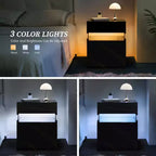 TUYOHW Table de chevet LED moderne avec panneau en acrylique et 3 tiroirs, tables de chevet pour dortoir, salon, chambre à coucher