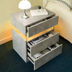TUYOHW Table de chevet LED moderne avec panneau en acrylique et 3 tiroirs, tables de chevet pour dortoir, salon, chambre à coucher