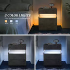 TUYOHW Table de chevet LED moderne avec panneau en acrylique et 3 tiroirs, tables de chevet pour dortoir, salon, chambre à coucher