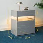 TUYOHW Table de chevet LED moderne avec panneau en acrylique et 3 tiroirs, tables de chevet pour dortoir, salon, chambre à coucher