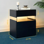 TUYOHW Table de chevet LED moderne avec panneau en acrylique et 3 tiroirs, tables de chevet pour dortoir, salon, chambre à coucher