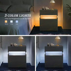 TUYOHW Table de chevet LED moderne avec panneau en acrylique et 3 tiroirs, tables de chevet pour dortoir, salon, chambre à coucher