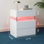 TUYOHW Table de chevet LED moderne avec panneau en acrylique et 3 tiroirs, tables de chevet pour dortoir, salon, chambre à coucher