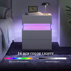 TUYOHW Table de chevet LED moderne avec panneau en acrylique et 3 tiroirs, tables de chevet pour dortoir, salon, chambre à coucher