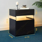 TUYOHW Table de chevet LED moderne avec panneau en acrylique et 3 tiroirs, tables de chevet pour dortoir, salon, chambre à coucher