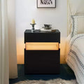 TUYOHW Table de chevet LED moderne avec panneau en acrylique et 3 tiroirs, tables de chevet pour dortoir, salon, chambre à coucher