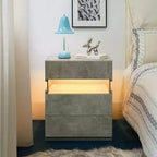 TUYOHW Table de chevet LED moderne avec panneau en acrylique et 3 tiroirs, tables de chevet pour dortoir, salon, chambre à coucher