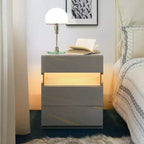 TUYOHW Table de chevet LED moderne avec panneau en acrylique et 3 tiroirs, tables de chevet pour dortoir, salon, chambre à coucher