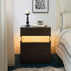 TUYOHW Table de chevet LED moderne avec panneau en acrylique et 3 tiroirs, tables de chevet pour dortoir, salon, chambre à coucher