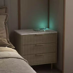 Table de chevet intelligente TUYOHW avec veilleuse à commande vocale et station de charge, table de nuit avec 3 tiroirs, table d'appoint pour chambre à coucher, salon
