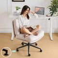 VINGLI Criss Cross Cloud Seat,Comfy Corduroy Cross Legged Office Desk Chair with/no Wheels,Modern Swivel Perch Light Khaki