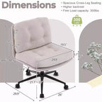 Siège VINGLI Criss Cross Cloud, Chaise de bureau confortable en velours côtelé avec/sans roulettes, Tabouret pivotant moderne Kaki clair