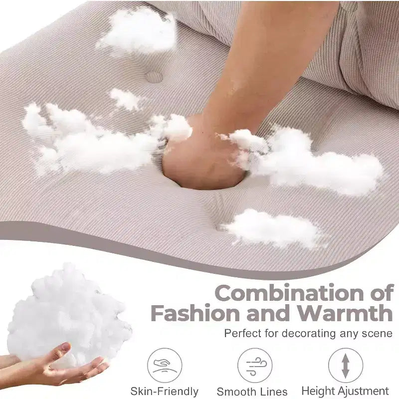 Siège VINGLI Criss Cross Cloud, Chaise de bureau confortable en velours côtelé avec/sans roulettes, Tabouret pivotant moderne Kaki clair