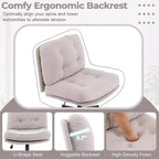 Siège VINGLI Criss Cross Cloud, Chaise de bureau confortable en velours côtelé avec/sans roulettes, Tabouret pivotant moderne Kaki clair
