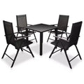 vidaXL Garden Dining Set Black Powder-coated aluminum, textilene, glass