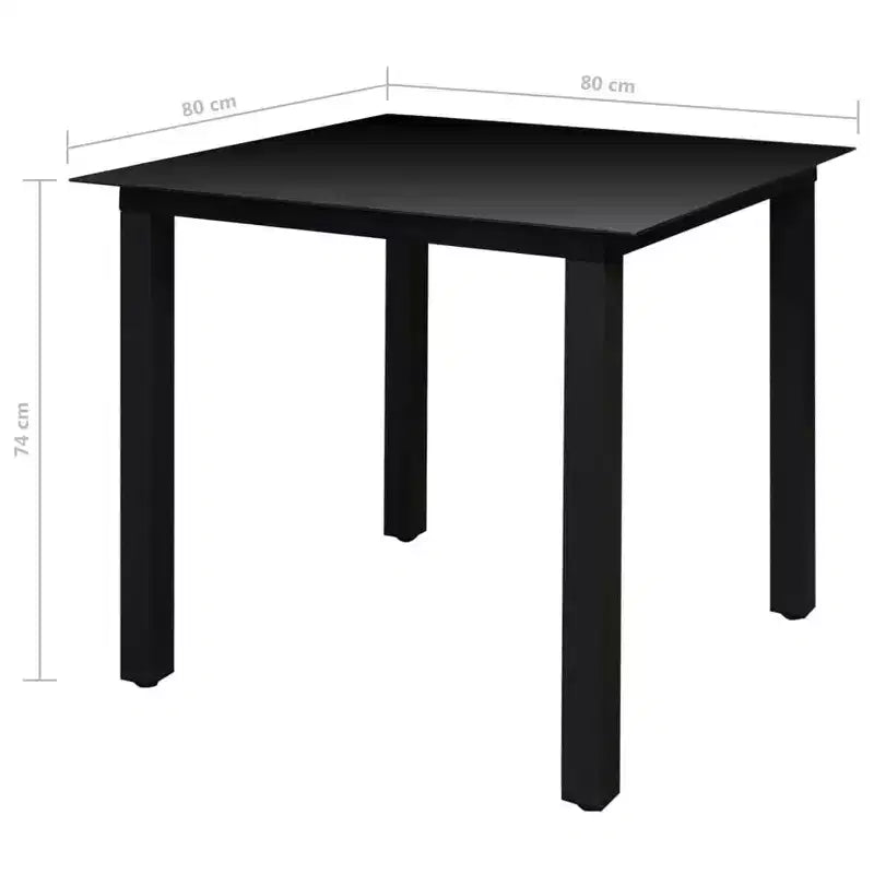 vidaXL Salon de jardin noir en aluminium thermolaqué, textilène et verre