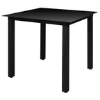 vidaXL Salon de jardin noir en aluminium thermolaqué, textilène et verre
