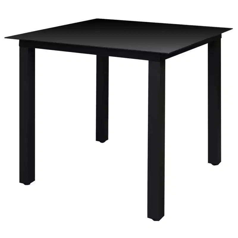 vidaXL Salon de jardin noir en aluminium thermolaqué, textilène et verre