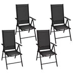vidaXL Salon de jardin noir en aluminium thermolaqué, textilène et verre
