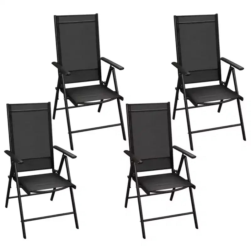 vidaXL Salon de jardin noir en aluminium thermolaqué, textilène et verre