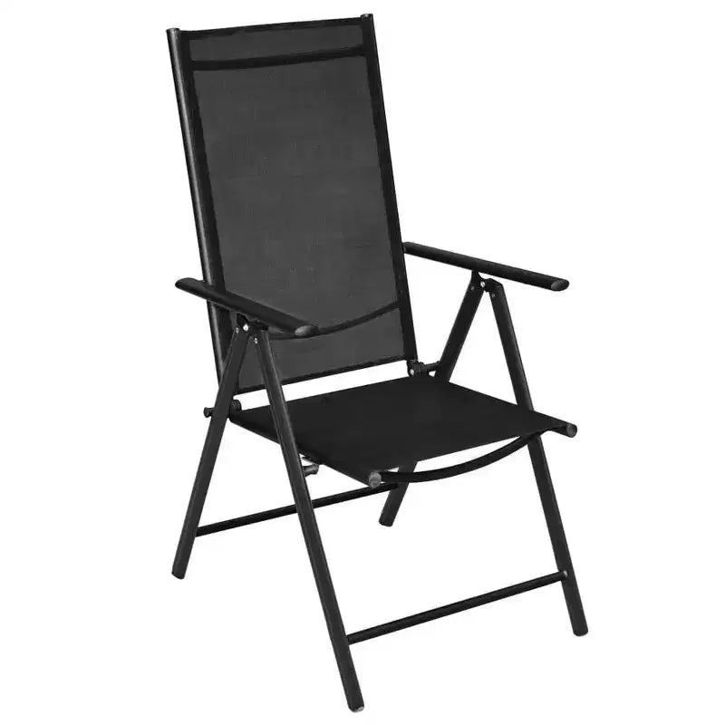 vidaXL Salon de jardin noir en aluminium thermolaqué, textilène et verre