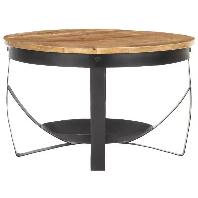 vidaXL Coffee Table Brown, Black Rough mango wood, iron Medium Durable - 26.8 x 16.9 solid mango wood