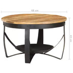 vidaXL Table basse marron, noir Bois de manguier brut, fer Moyen Durable - 68 x 43 cm bois de manguier massif