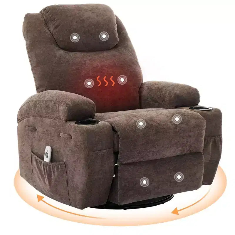Fauteuil inclinable, fauteuil inclinable à bascule pivotant à 360° pour adultes avec massage et chaleur, fauteuils à bascule électriques pour salon, chambre de bébé