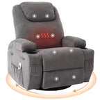 Fauteuil inclinable, fauteuil inclinable à bascule pivotant à 360° pour adultes avec massage et chaleur, fauteuils à bascule électriques pour salon, chambre de bébé