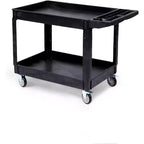 Industrial 2-Shelf Rolling Cart, 550 lbs Capacity Utility Cart with Locking Wheels, Large Plastic Service Cart for Warehouse Garage Workshop Kitchen